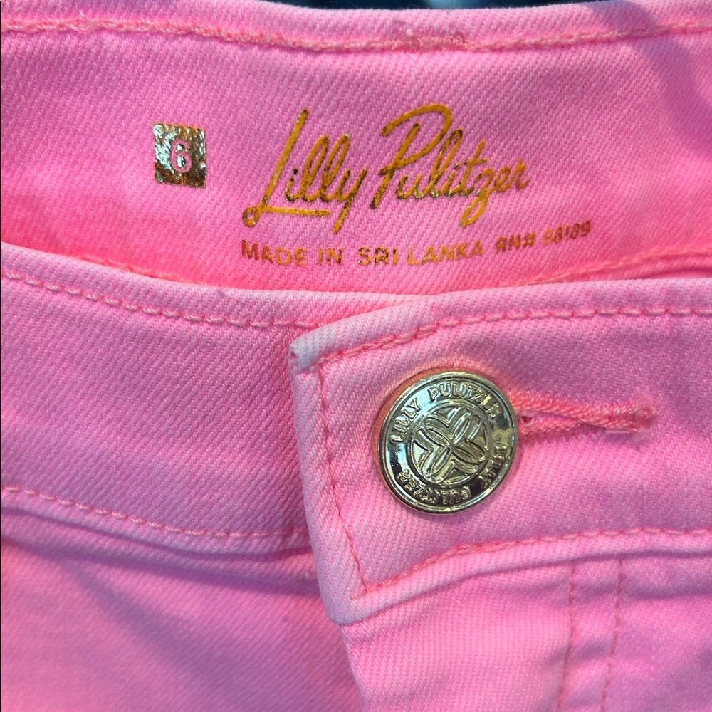 Lilly Pulitzer Cropped 27” Inseam Boot Leg Jeans Hot Bright Pink Sz 6 - Picture 3 of 6